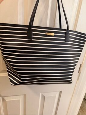 kate spade Black and White Striped Tote